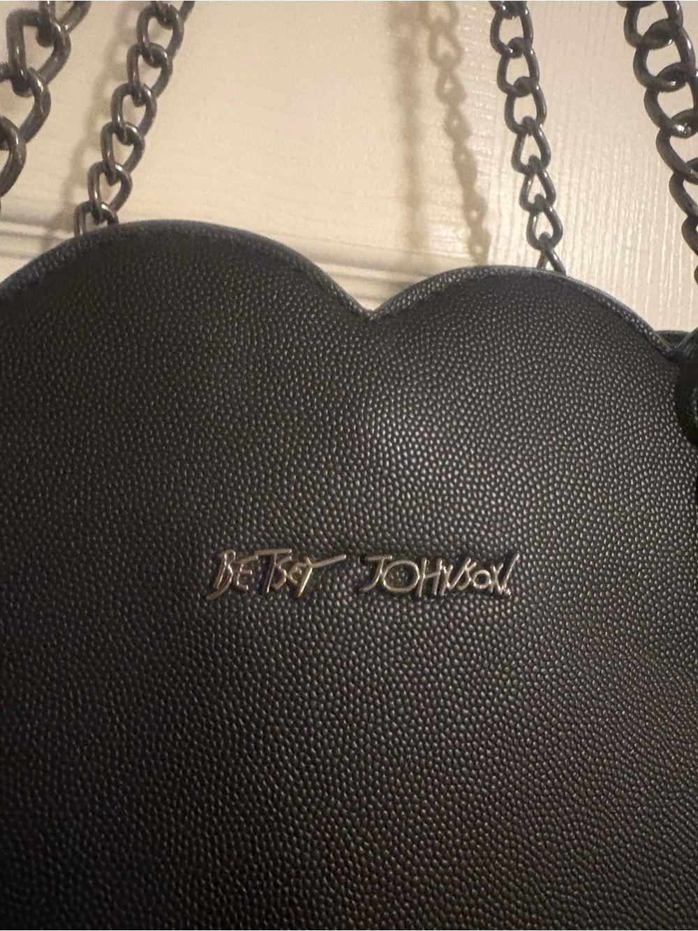 Betsey Johnson Black Scalloped Chain-Handle Tote - Picture 2 of 5